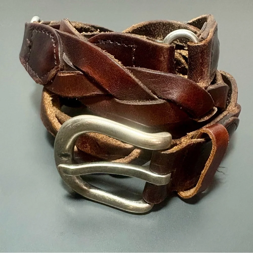 HOLLISTER Braided Brown Leather Belt